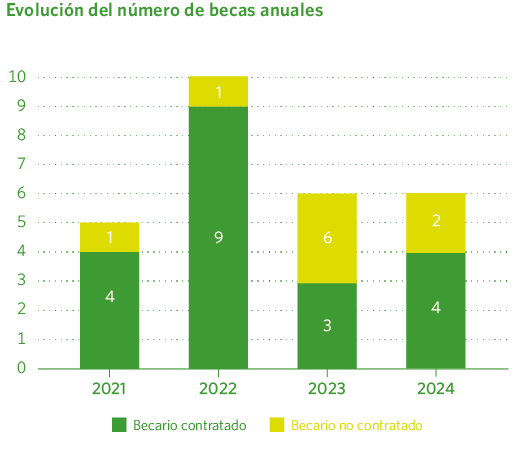 Evolución del número de becas anuales